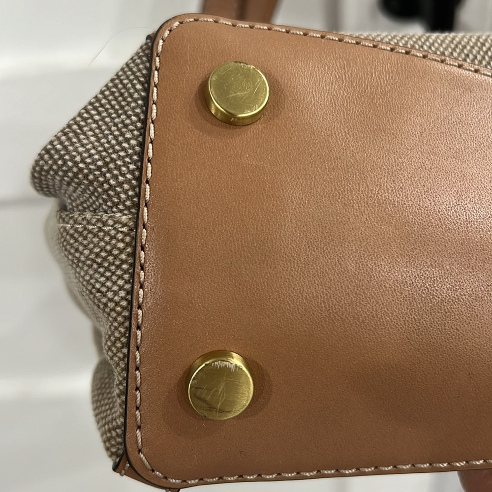 Rare Michael Kors Satchel Handbag Raven Molly Arlo Leather Canvas Hobo Tote Bag - Picture 10 of 16